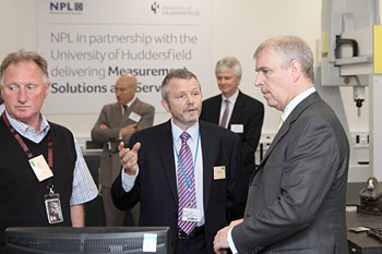 HRH The Duke of York tours the NPL laboratory at the University of Huddersfield