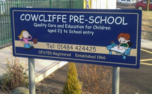 Image of Cowcliffe Pre-School sign