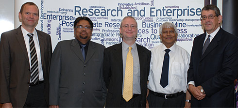 Professor Jürgen Krahl, Professor Rakesh Mishra, Professor Andrew Ball, Professor Raj Rao and Graham Penning