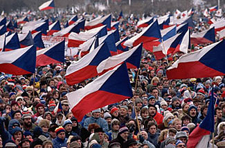 Slovakian flags and citizens