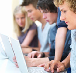 Young people on computer