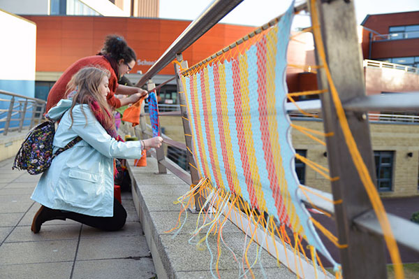 Huddersfield textile students yarn-bombing