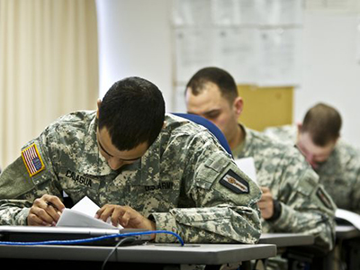 military taking a test