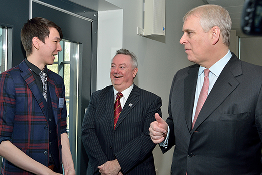 Professor Cryan pictured with the University’s Chancellor, HRH The Duke of York (right), at The Duke of York Young Entrepreneur Awards