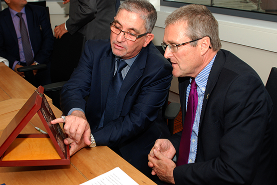 Babylon’s President Professor Adil Hadi Al-Baghdadi (left) is pictured with Huddersfield’s Pro Vice-Chancellor, International, Professor Dave Taylor