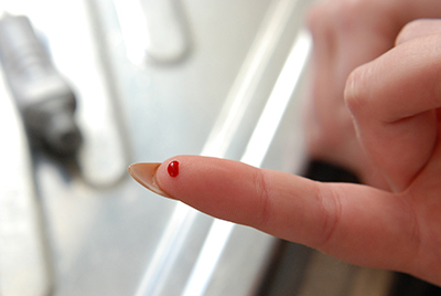 Finger prick for blood testing