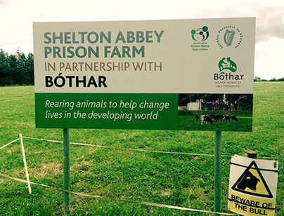 Shelton Abby Prison Farm in partnership with Bóthar sign