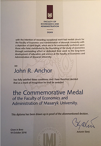 John Anchor certificate