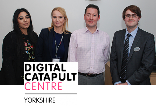 Pictured with the University’s Dr Simon Parkinson (far right) are Digital Catapult Centre Yorkshire representatives (l-r) Aksaa Mahmood, Angela Rutherford and Ian Sharp.