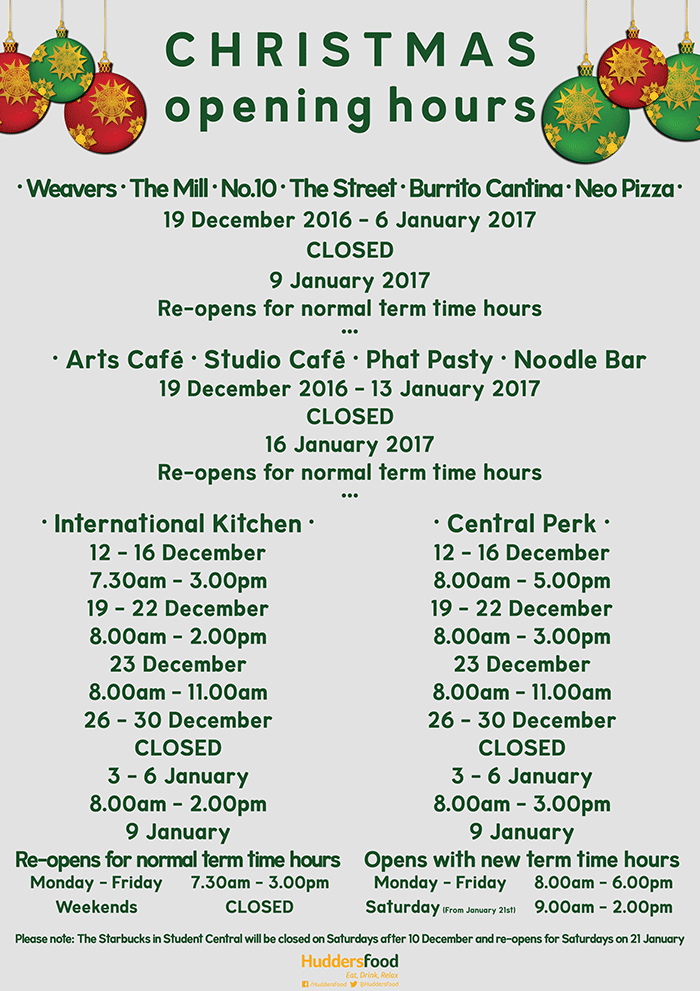 Catering opening hours IN