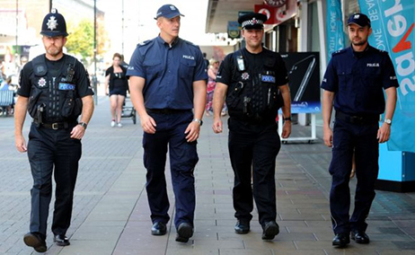 Polish police officers patrolling with British police officers in Essex