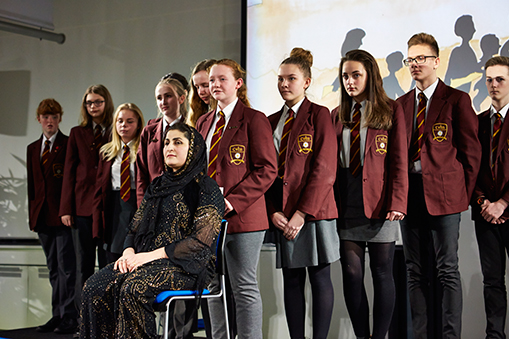 Performance by Colne Valley High School with Kurdish refugee Fatima